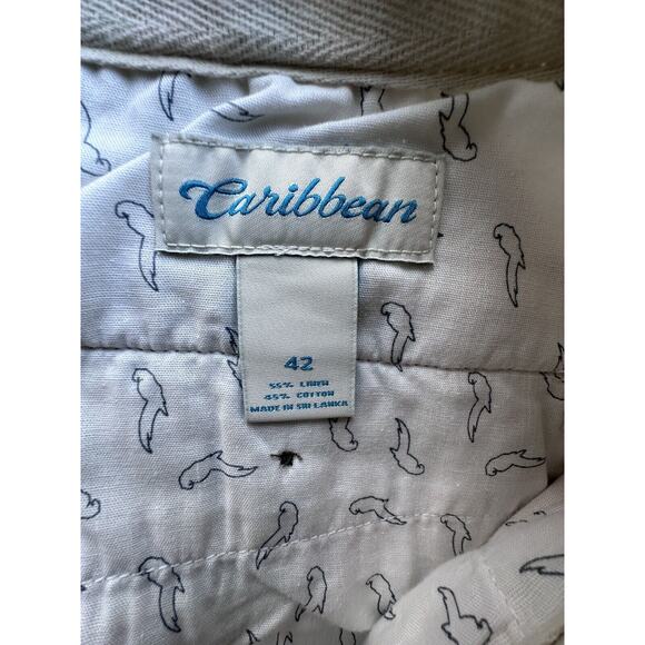 CARIBBEAN Men's Natural LINEN COTTON Flat Front Shorts Summer Beach Wear Sz 42 - Picture 8 of 9